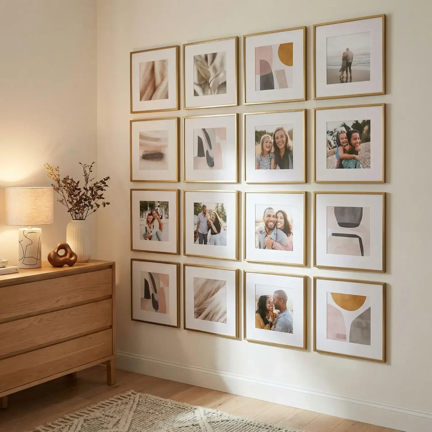 Geometric rug and ribbed ceramic bedroom accents