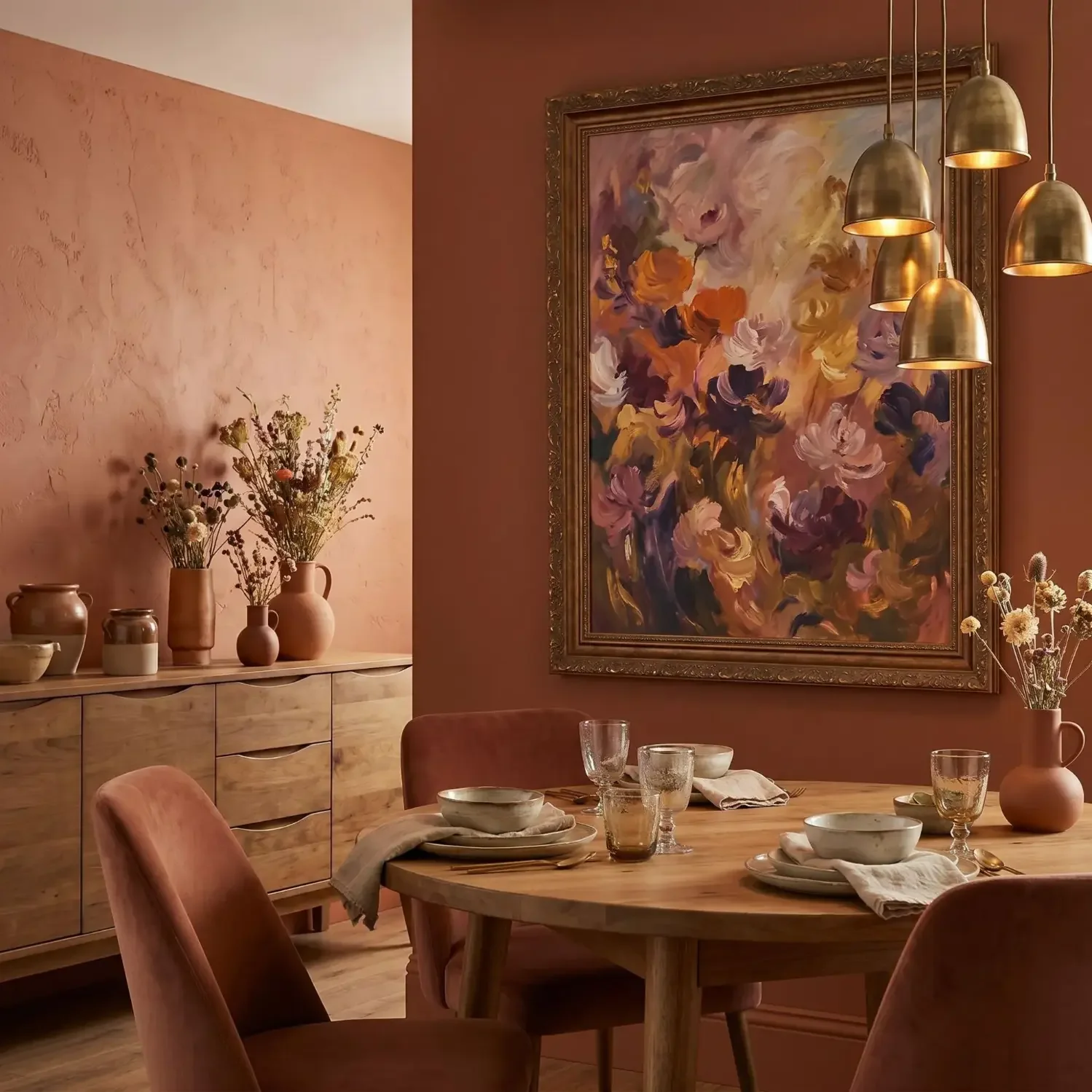 Abstract impressionist floral wall art dining room