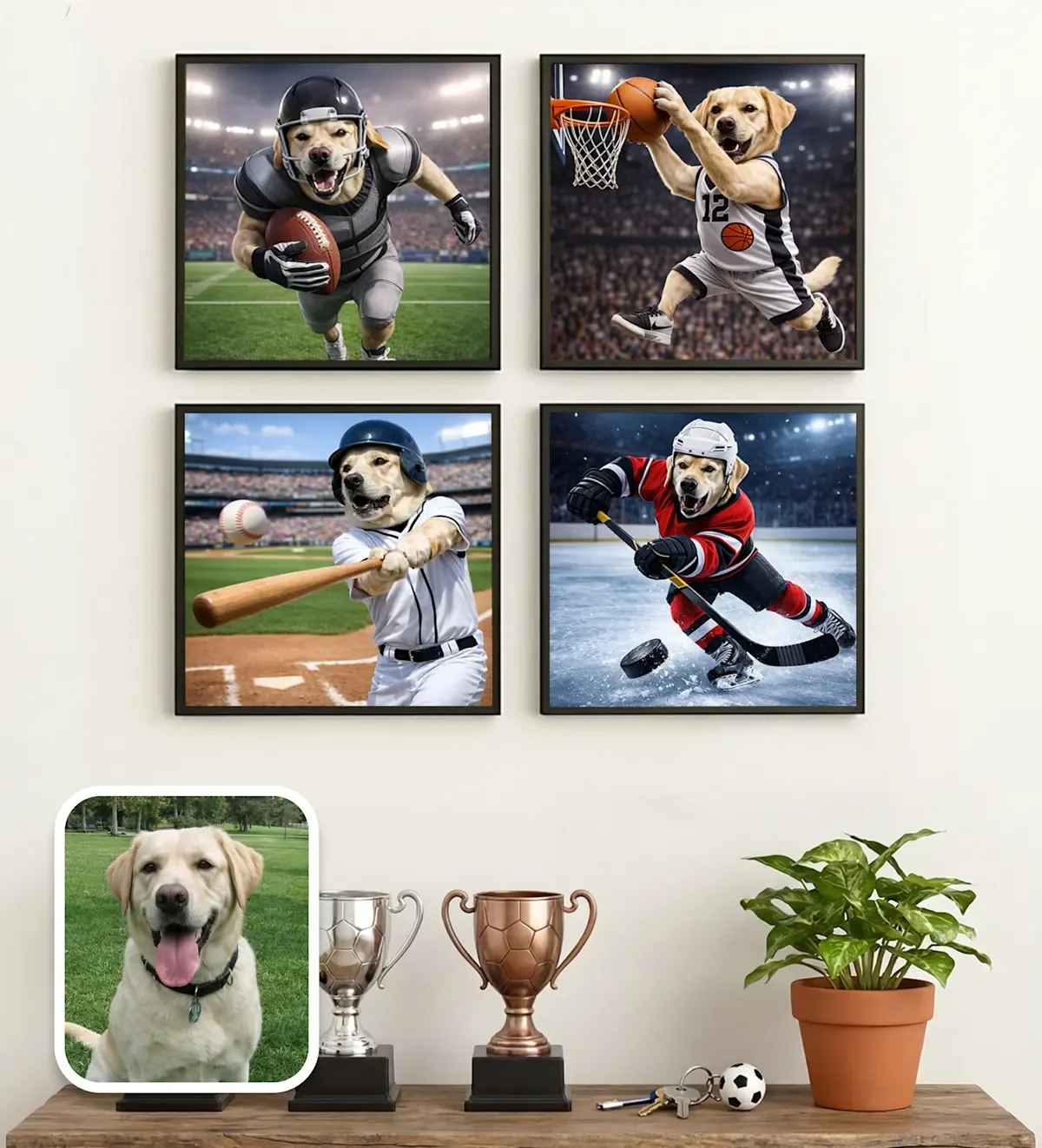 AI photos of a dog doing sports