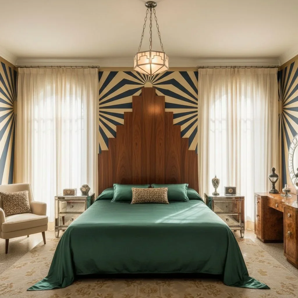 1930s bedroom with period materials and finishes