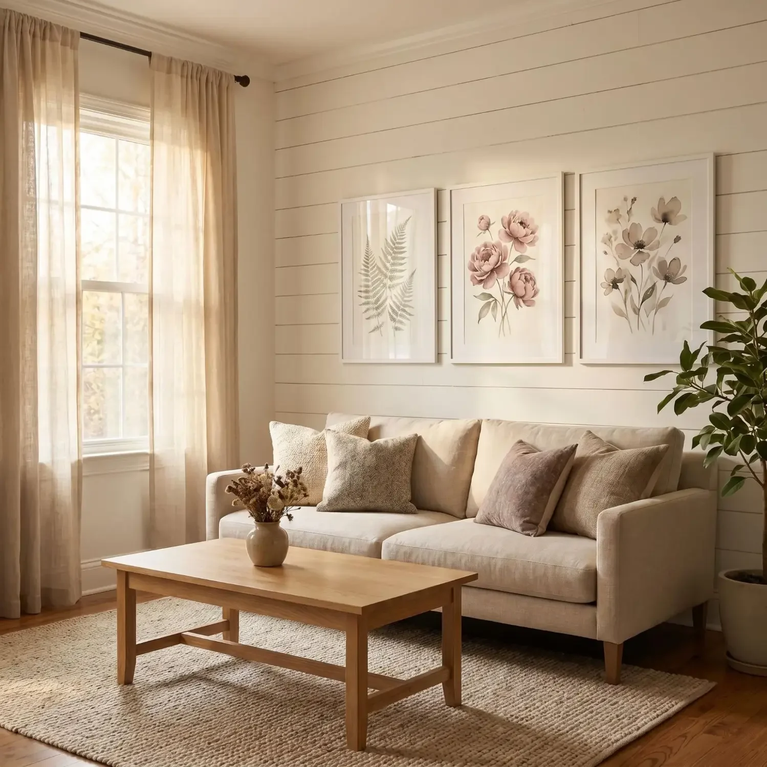 Watercolor botanical prints gallery wall farmhouse style