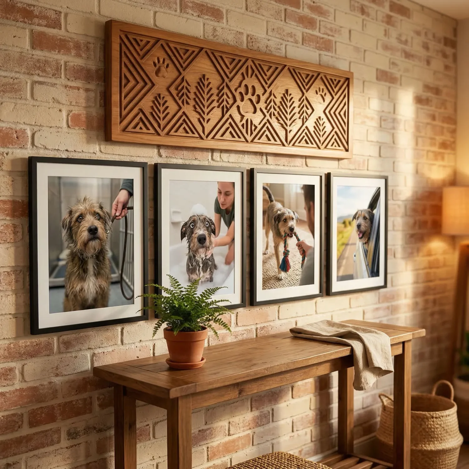 Rescue dog adoption anniversary photo wall