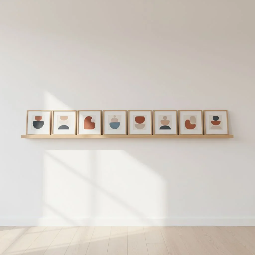 Minimal hallway with linear ledge gallery