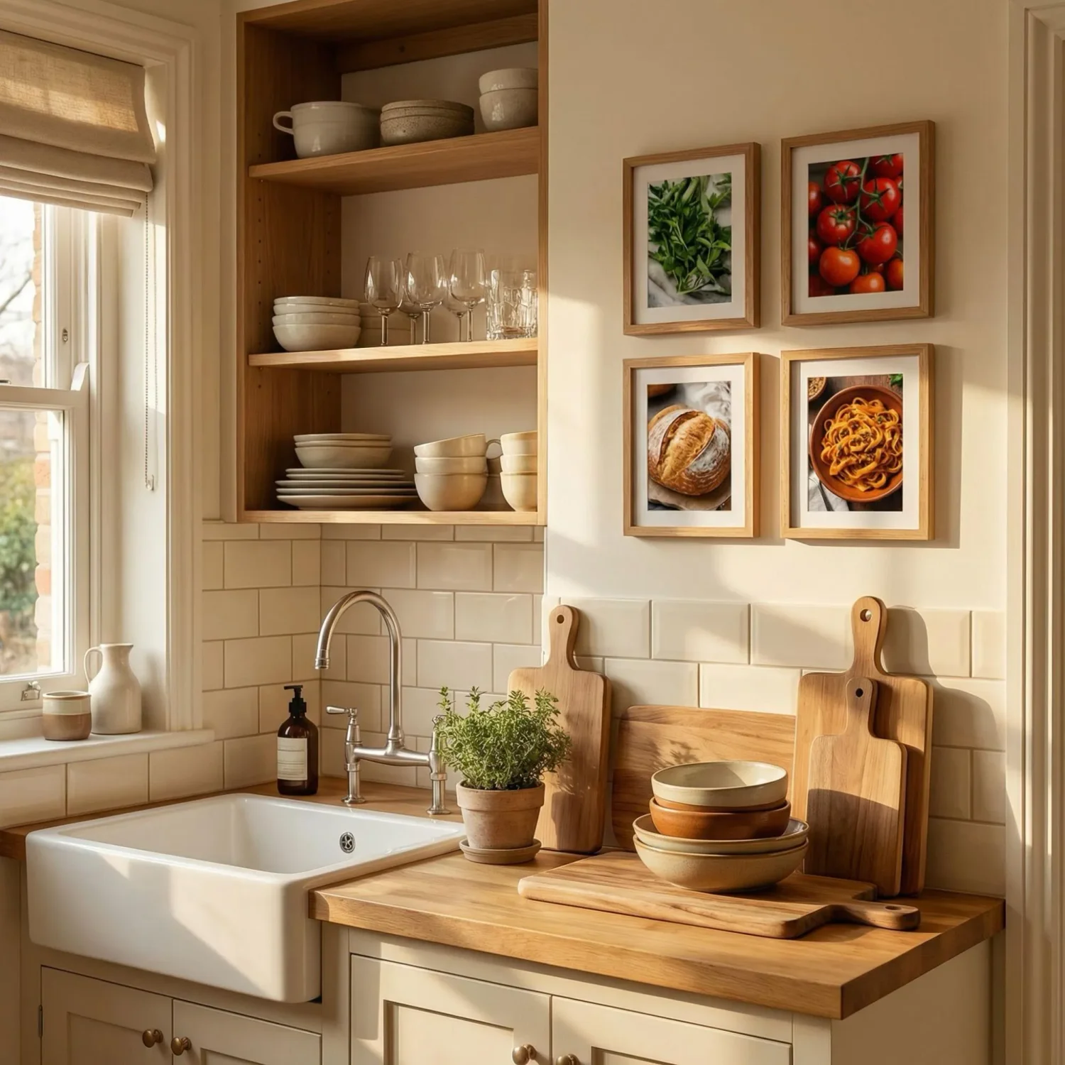 Food photography framed photos in home kitchen