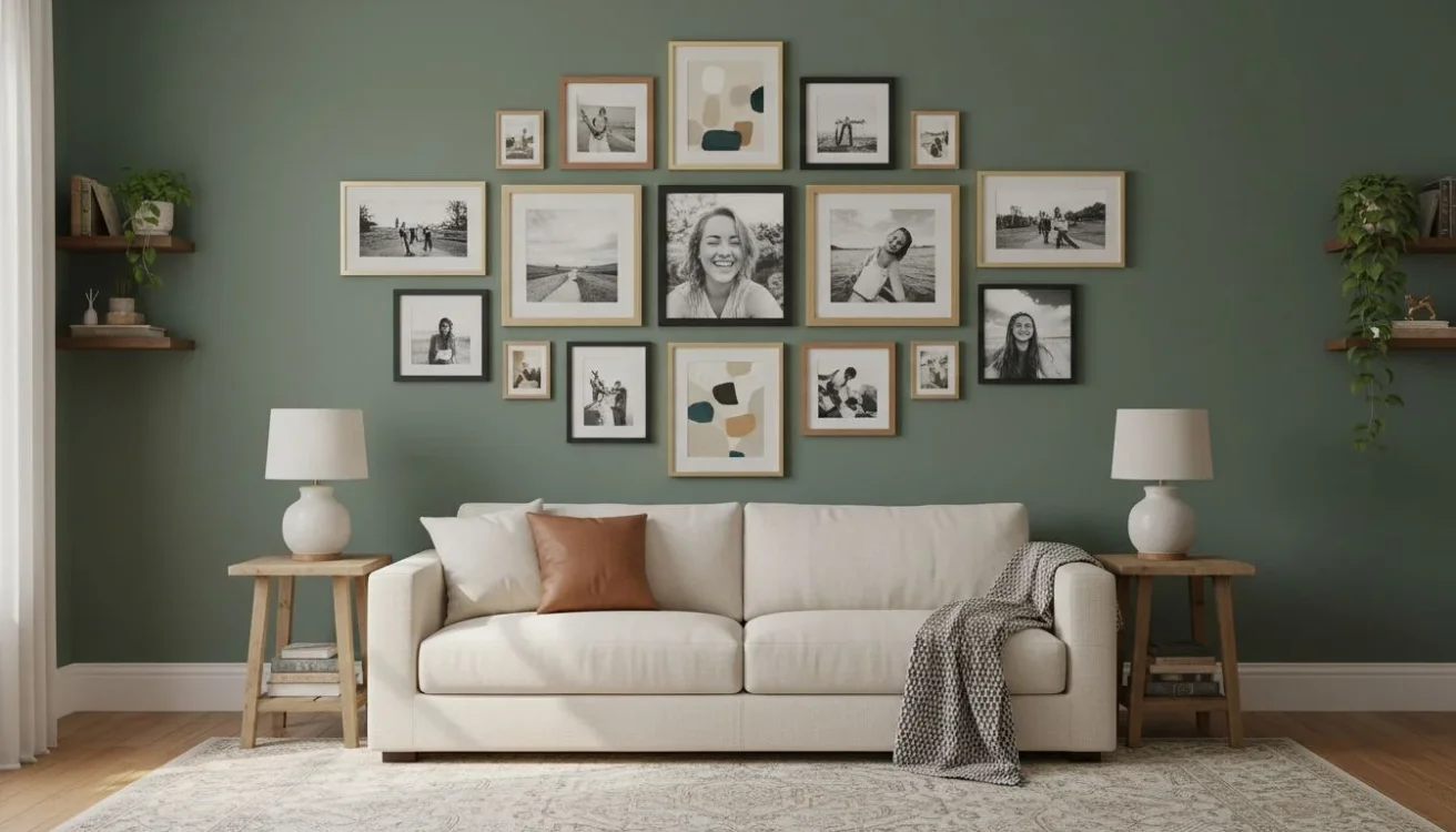 Salon Gallery Wall with Mixed Frames