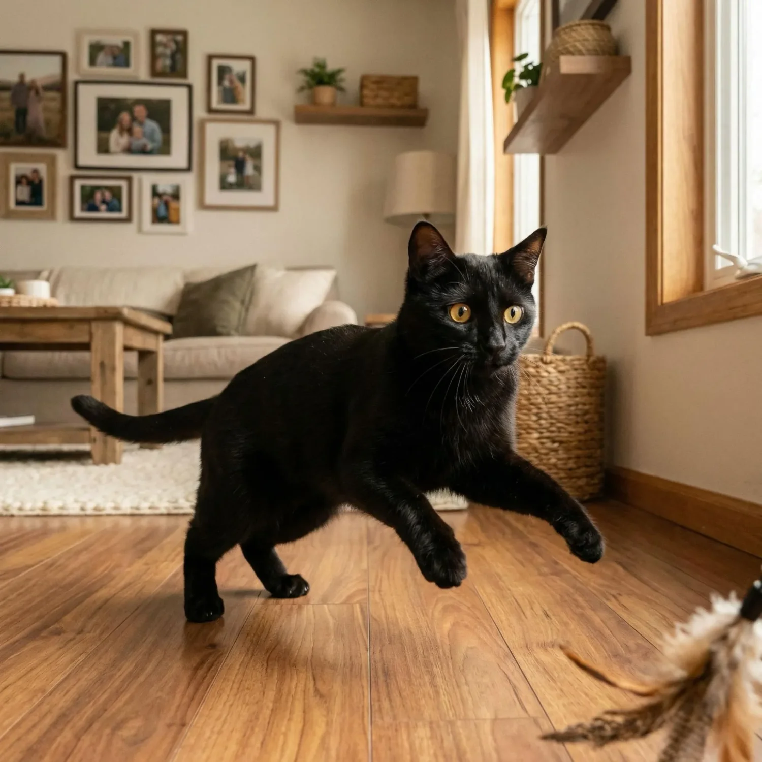 Family photo grid wall with 12 prints
