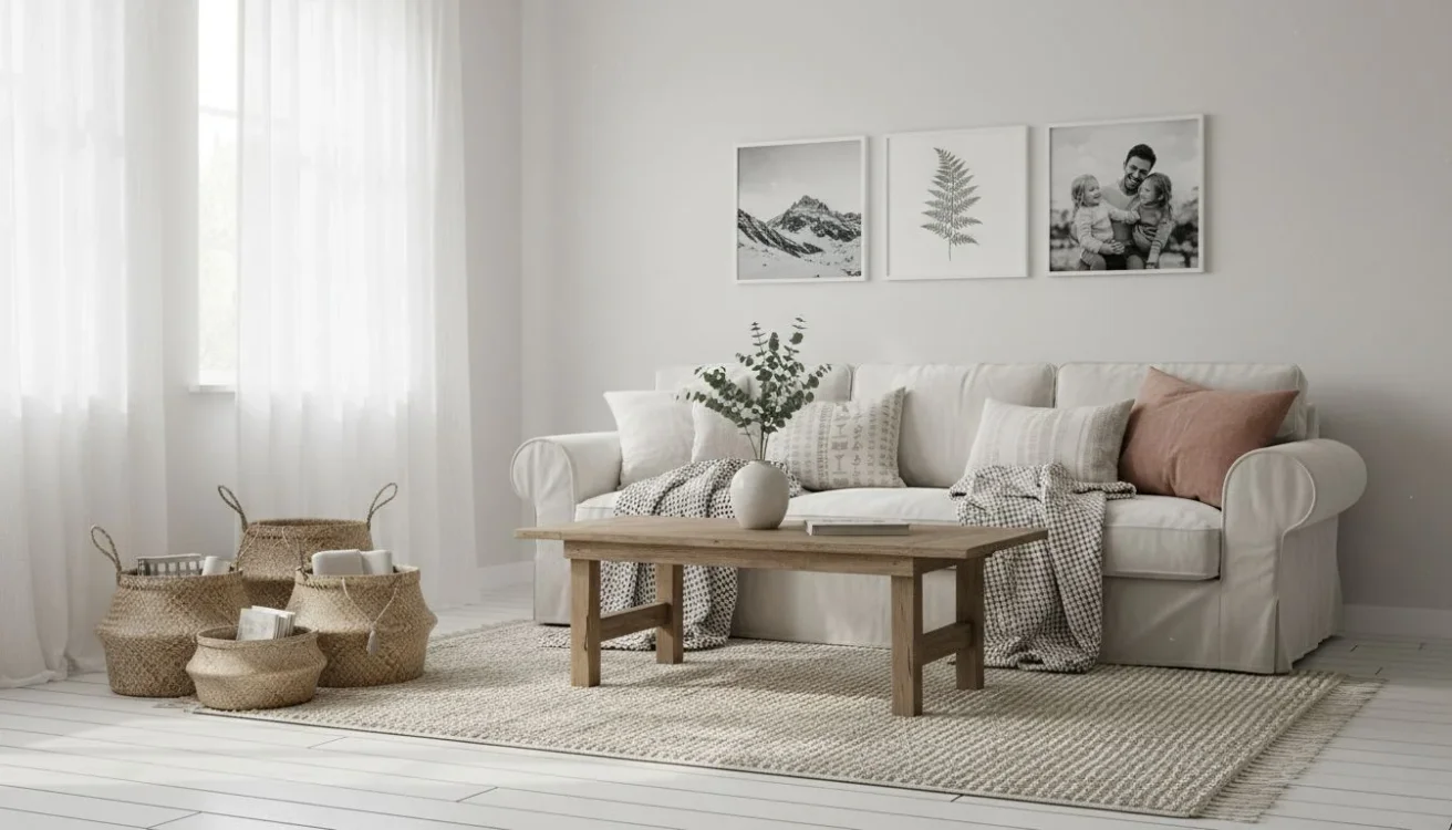 Scandinavian Cottage: pale, natural, simple room