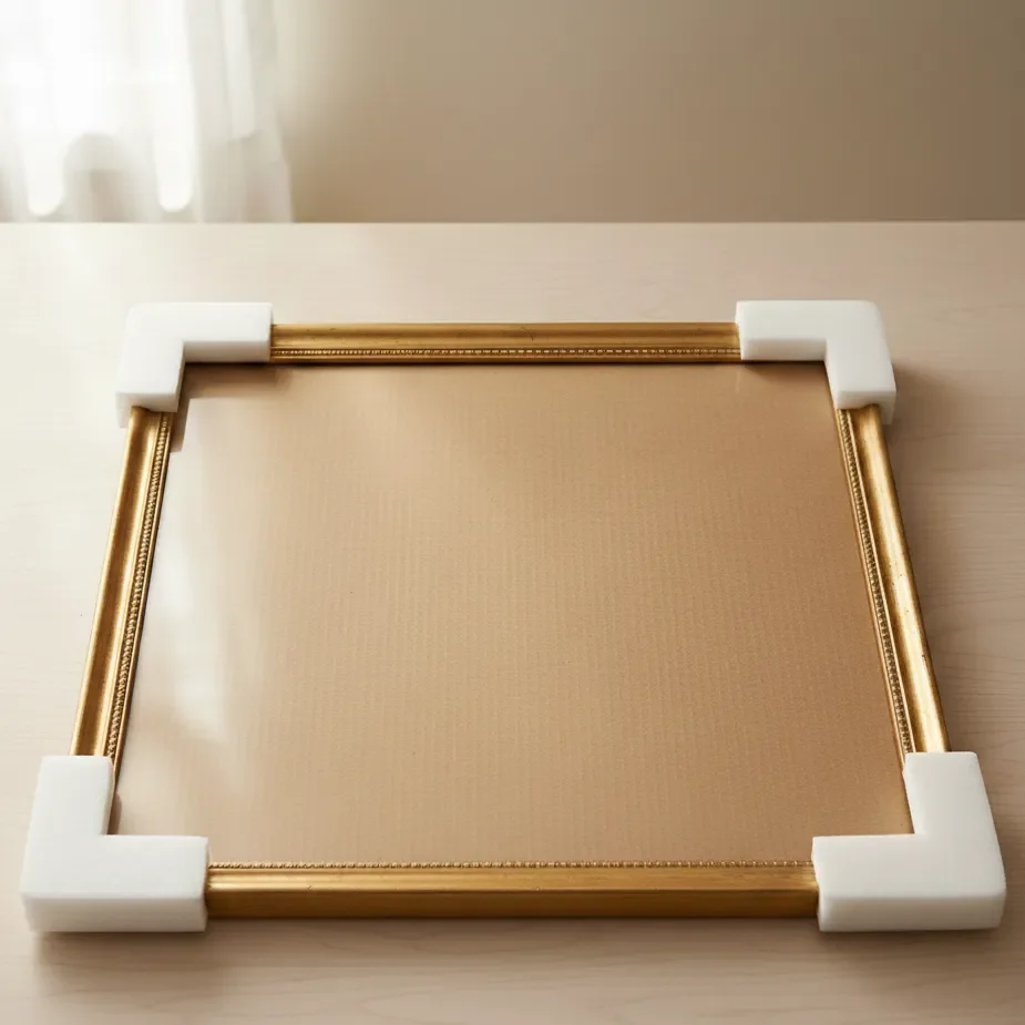flat cardboard sheet over artwork piece