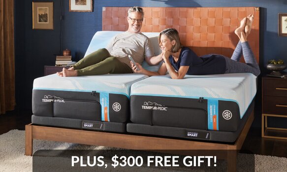 Tempur-pedic couple on adjustable bed