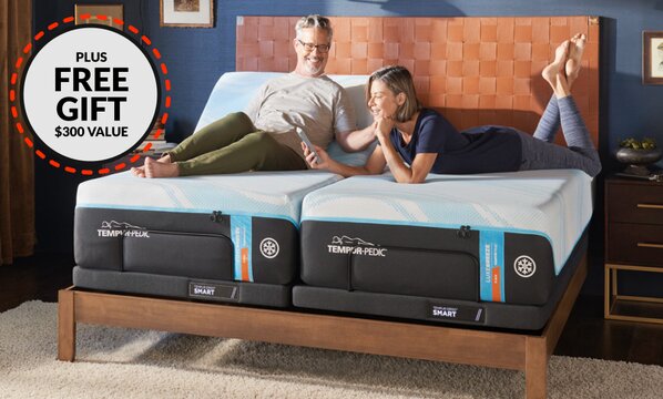 Tempur-pedic couple on adjustable bed