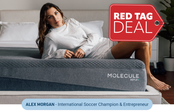 Alex Morgan laying on Molecule mattress