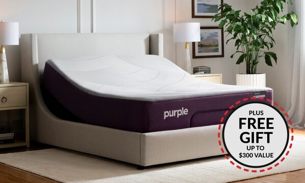 Purple adjustable mattress set