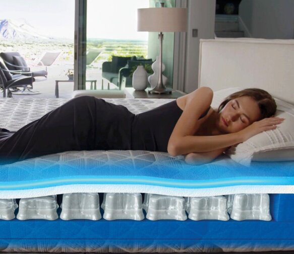 woman on mattress showing adaptive support