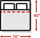King mattress dimensions 76 inches wide by 80 inches high