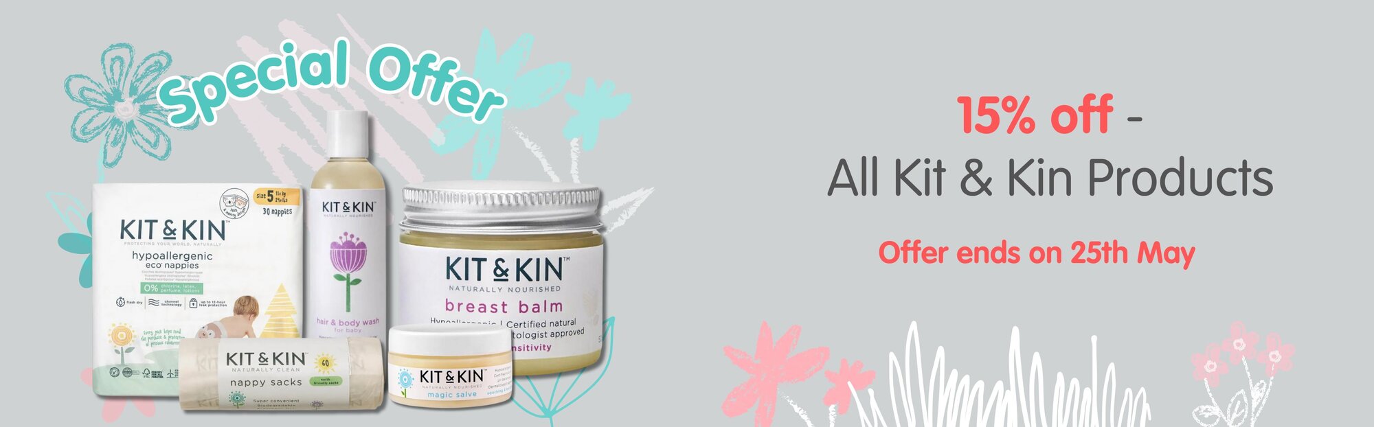 Kit & Kin - 15% off on your order of any 3 Kit & Kin Products