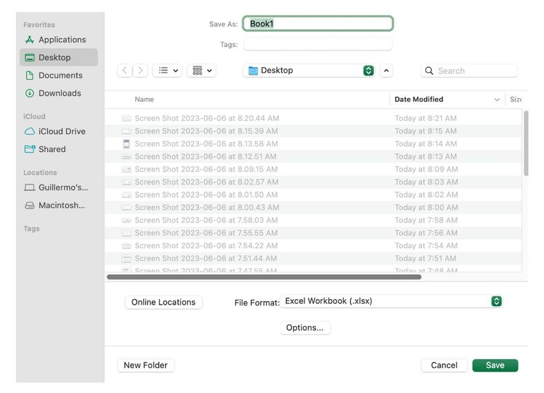 Excel save file