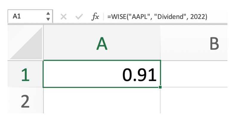 Stock Dividend payments Excel