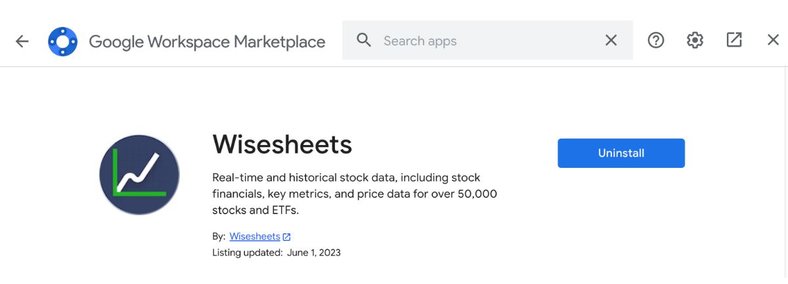 Wisesheets add-on 