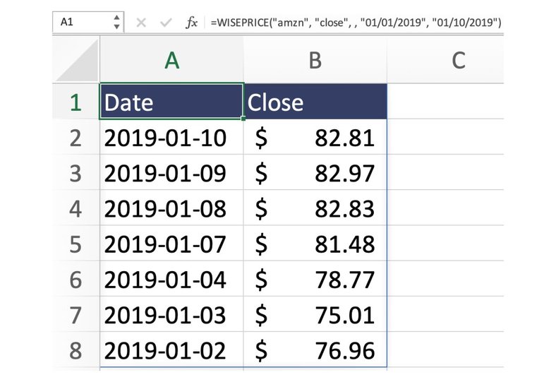 Historical stock prices Google Sheets 