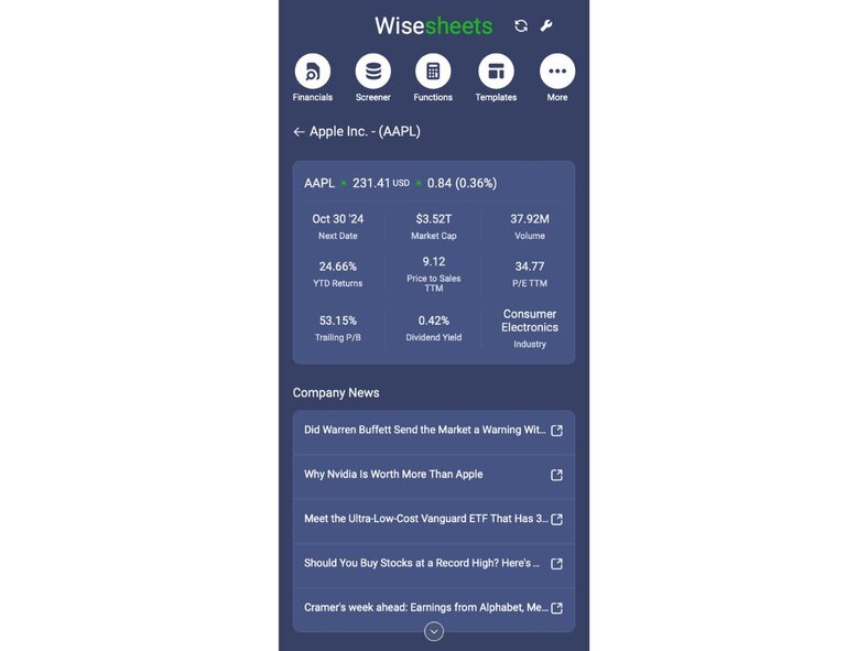 apple key metrics excel