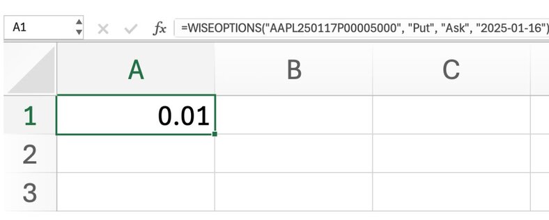 historical options data excel