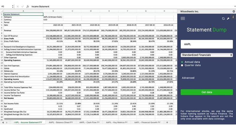 Stock data in Excel