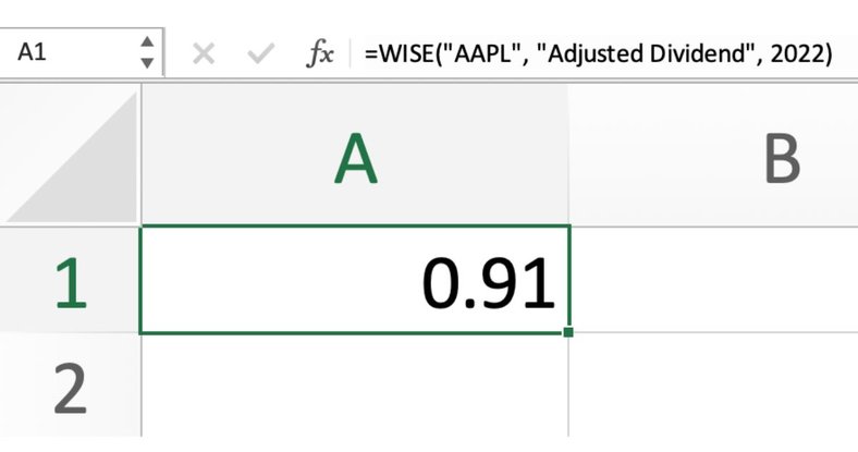 Stock adjusted dividend payments Excel