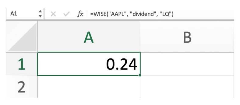 stock dividends Excel