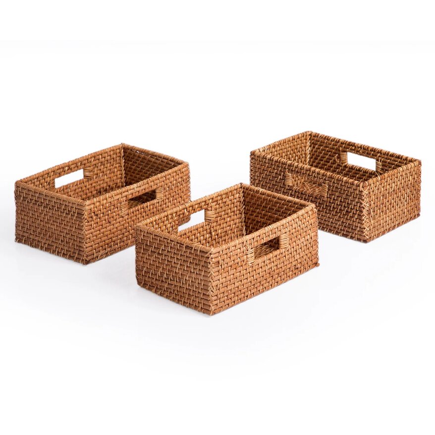 Wicker storage baskets for natural classroom aesthetic