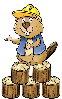 beaver stood on a pile of logs