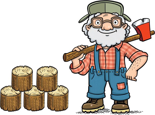 Papa Titioning stood next to wooden blocks