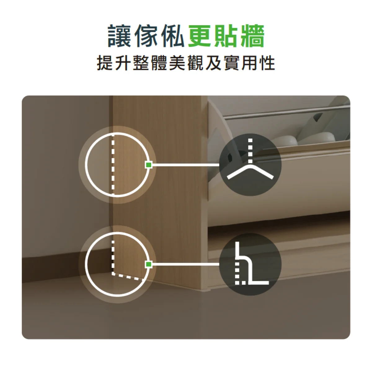 衣櫃收口及避腳線