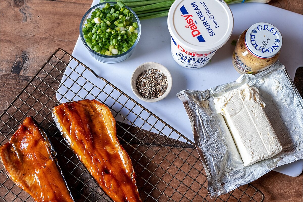 Smoked trout dip pre-mix stage