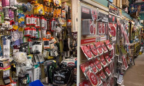 Hardware and saw blades at Moninghoff Appliance and Supply.