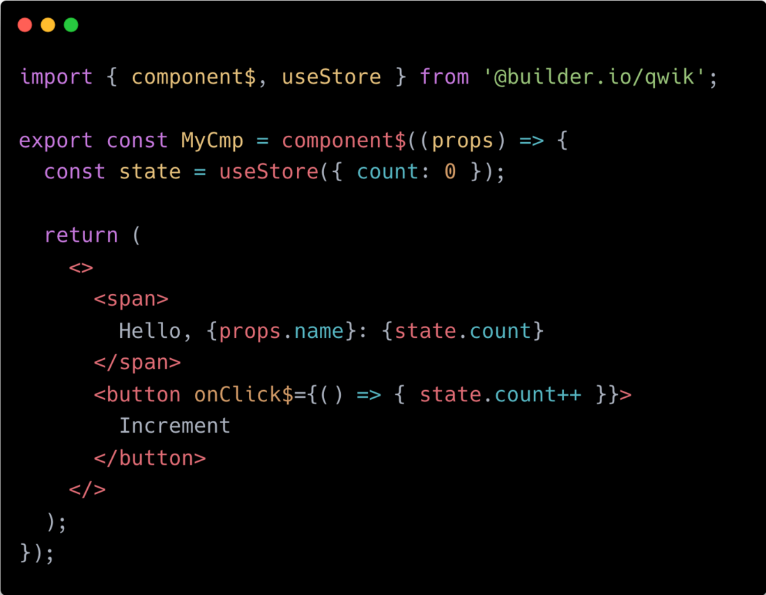 Qwik component code snippet