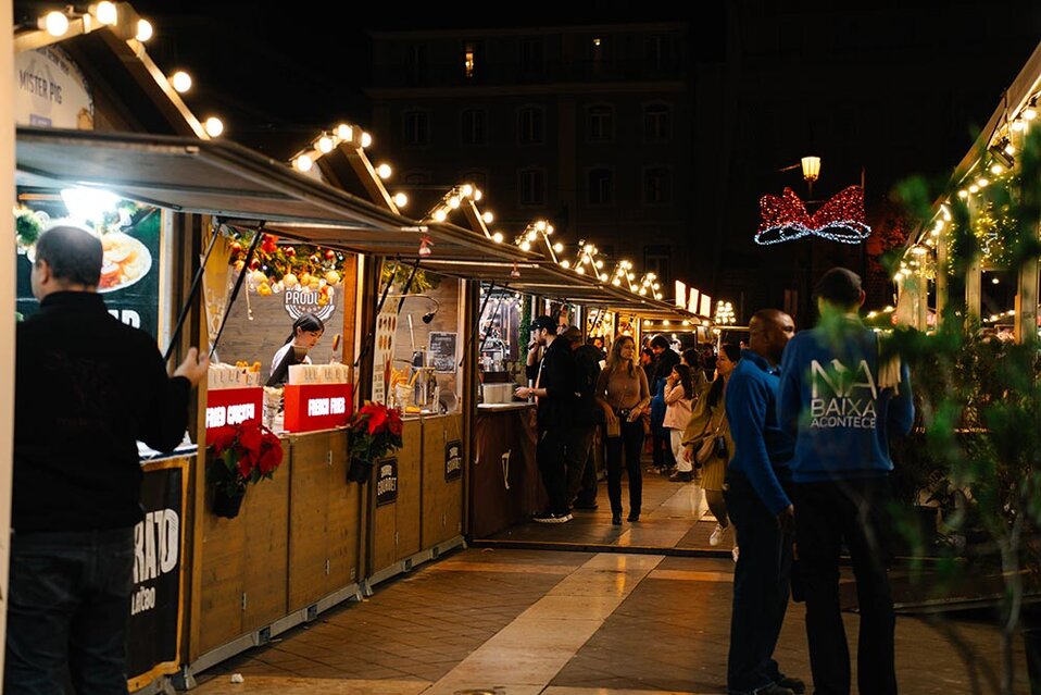 Rossio Christmas Market artisanal products stalls, Lisbon