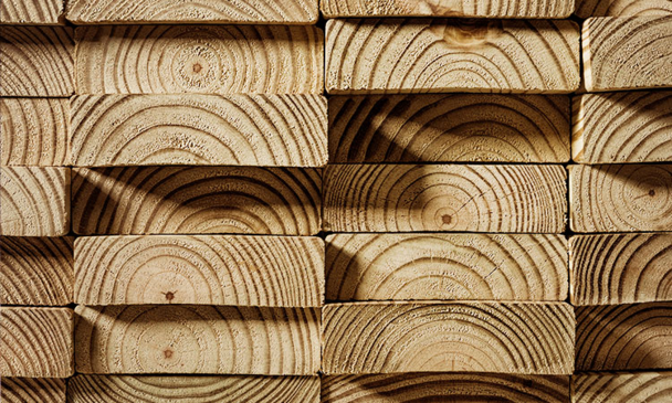 Stack of pressure treated lumber