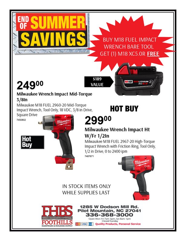 End of Summer Savings flyer