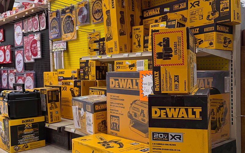 DeWalt tool display at Johnson Wholesale Lumber.