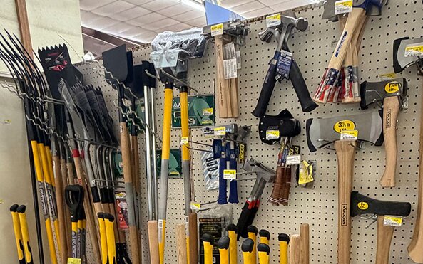 Long and short handle garden and lawn tools at Johnson Wholesale Lumber.