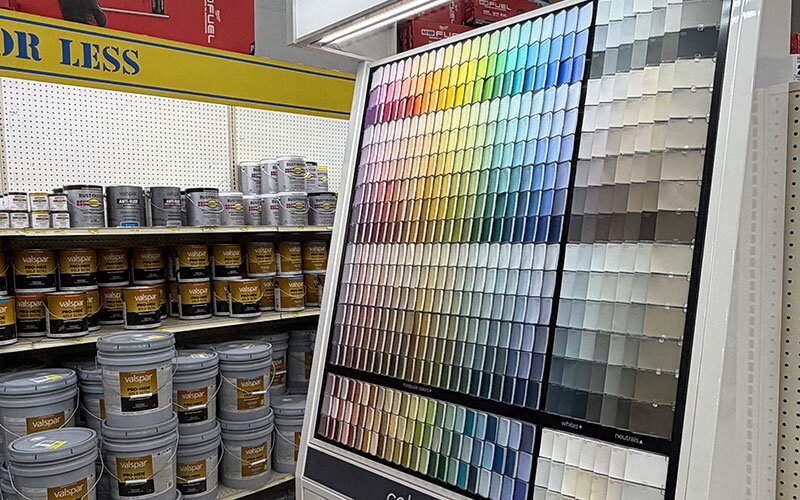 Paint swatches for paint mixing are available at Johnson Wholesale Lumber.