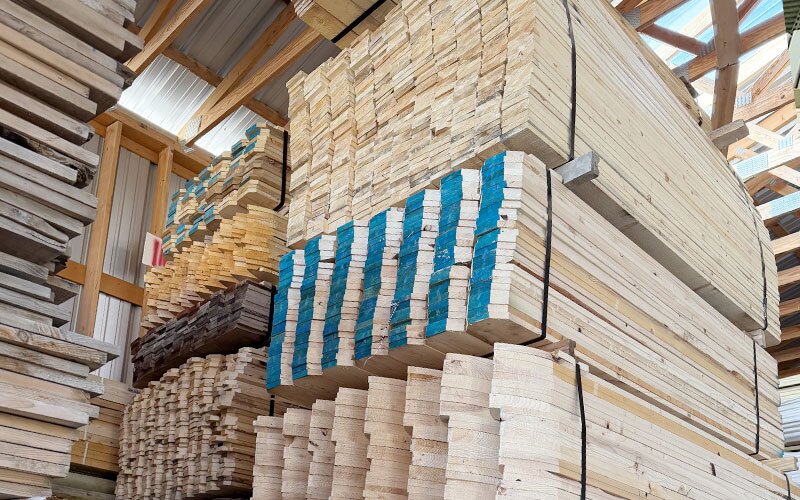 A freshly cut stack of lumber at Johnson Wholesale Lumber.