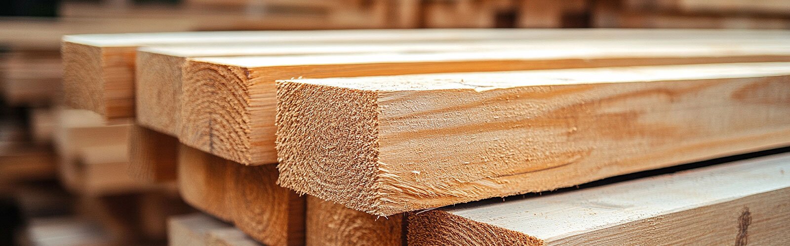A large stack of dimensional lumber. 