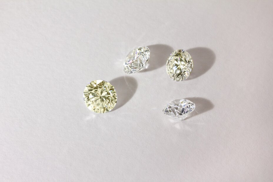 Collection of yellow and white diamonds