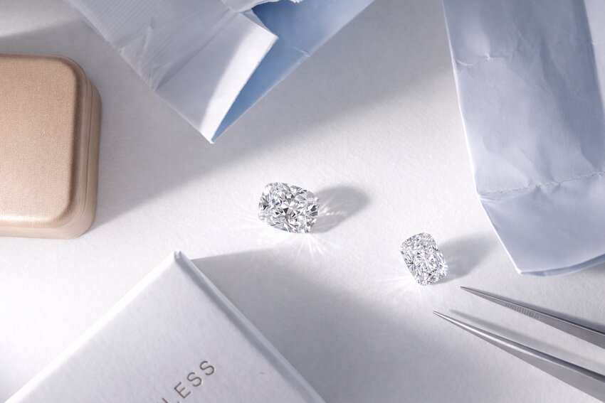 lab elongated cushion diamonds