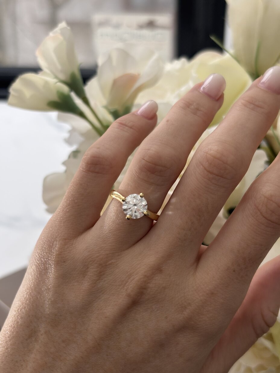 2.03 Carat Lab Grown Round Diamond Solitaire Engagement Ring in Yellow Gold - Orane