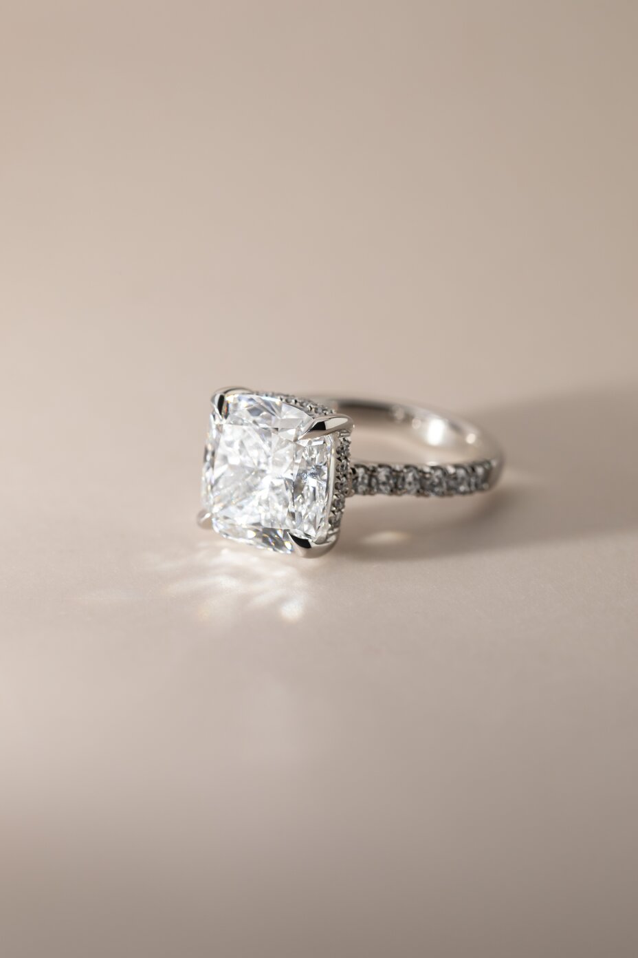 10.03 Carat Lab Grown Cushion Diamond Band Engagement Ring In Platinum - Aalia