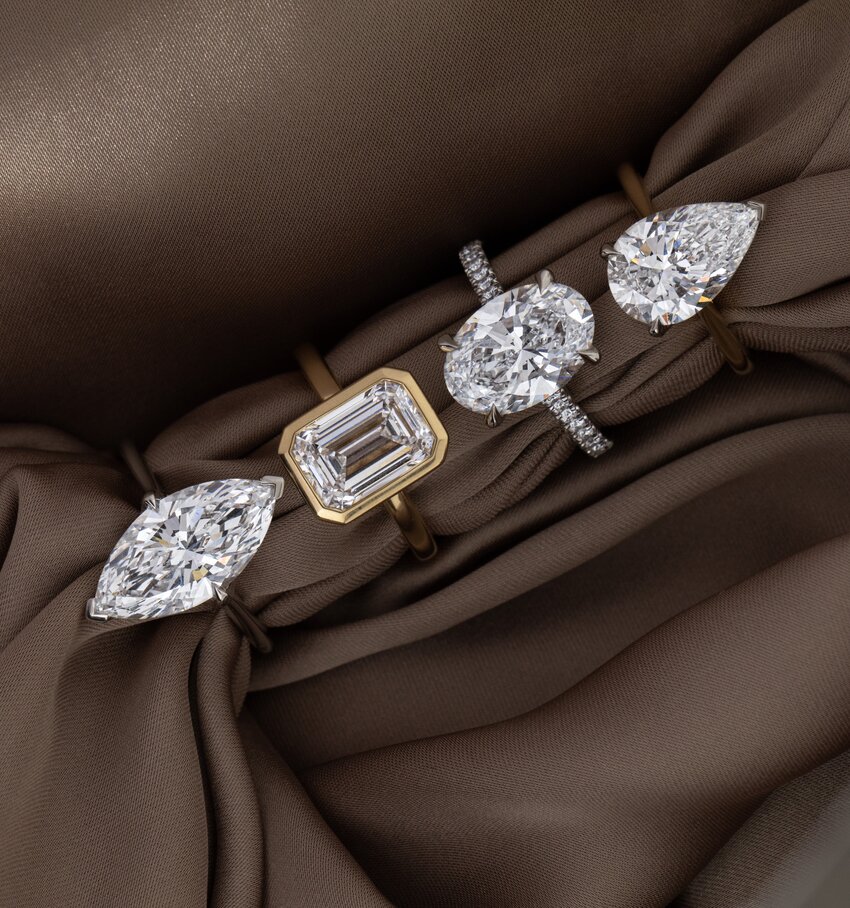 diamond engagement rings in different styles and mixed metals