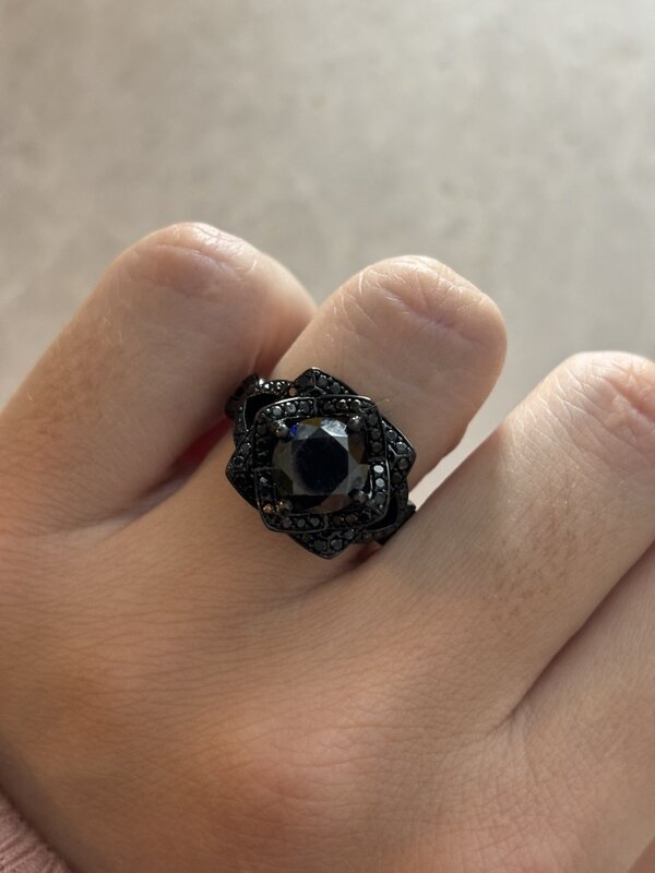 bespoke black diamond ring in black gold