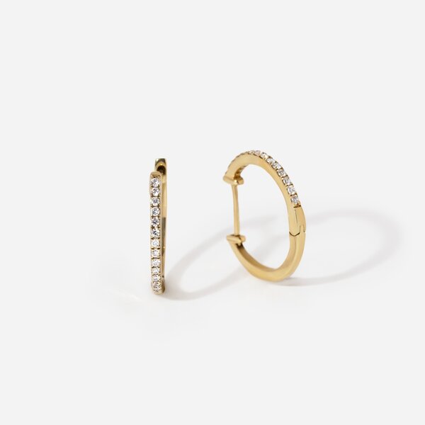 diamond hoop earrings in yellow gold